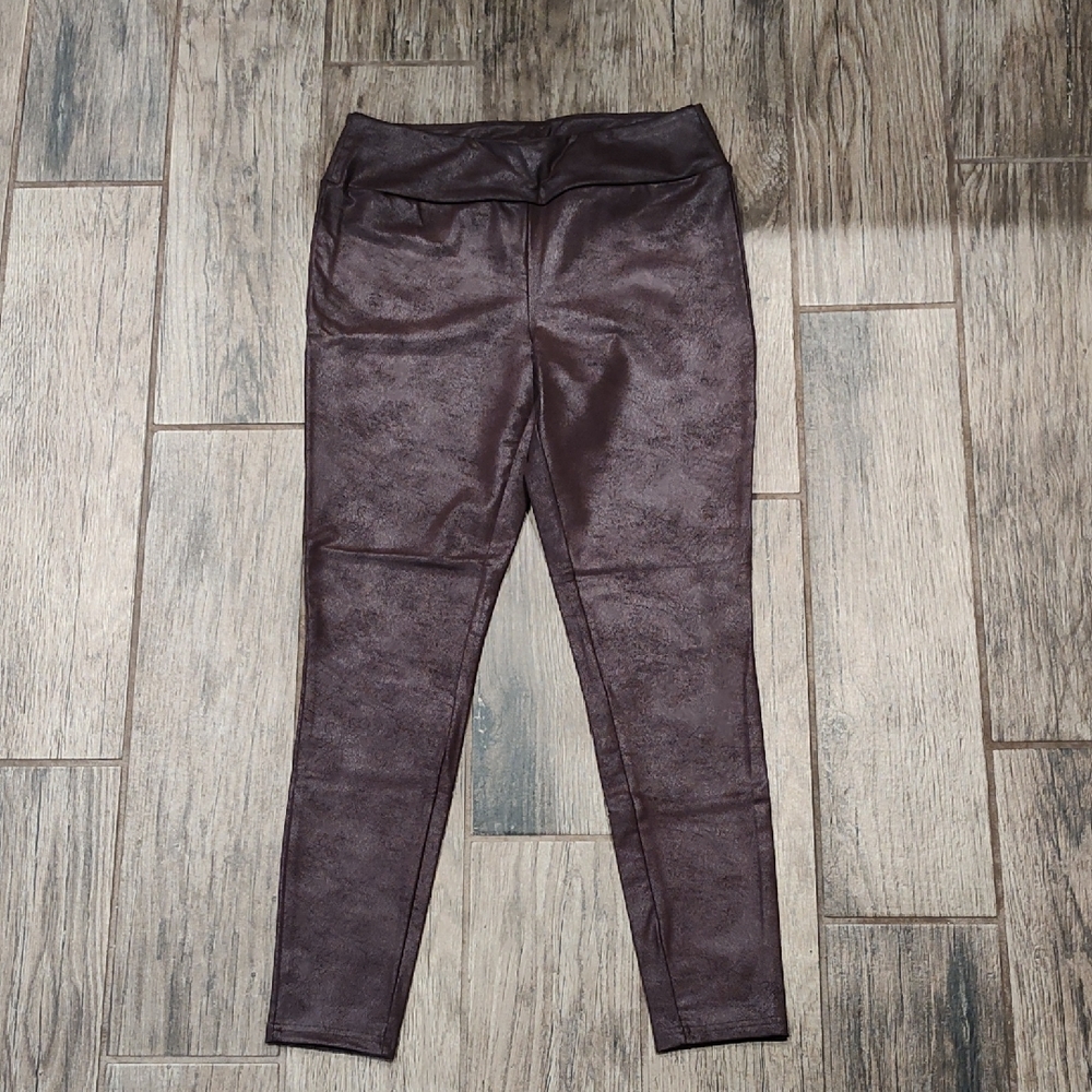 Lularoe Luxe Brown Faux Leather Leggings Size L NWOT